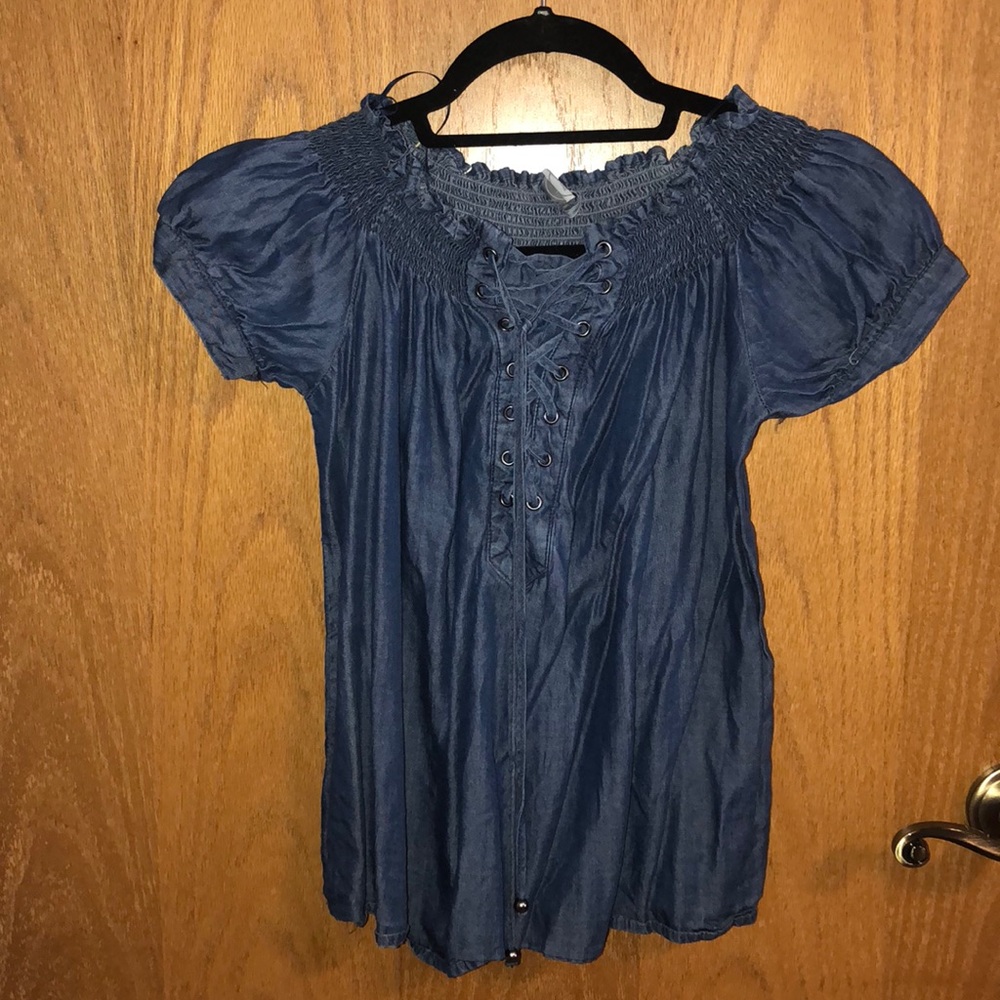 Denim off the shoulder top